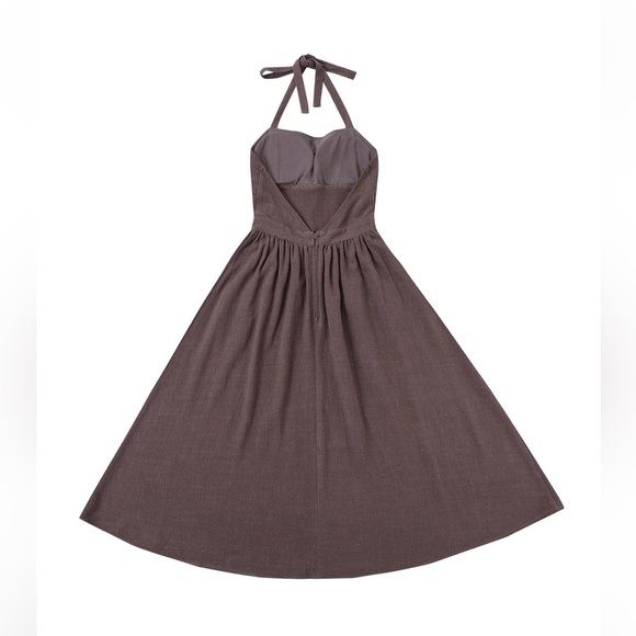 SOLD: NWT Fashion Brand Company Brown Linen Apron Dress - Picture 4 of 7